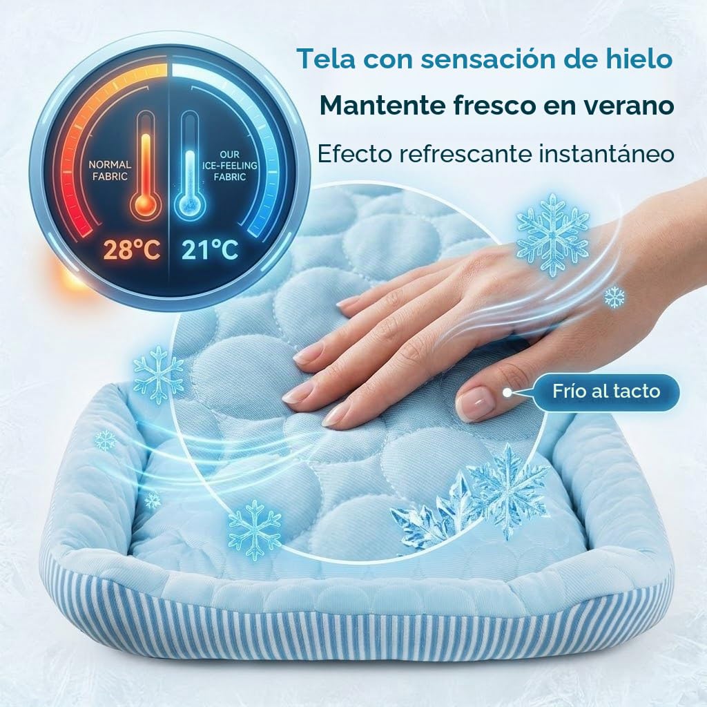 Cama de Refrigeración para Perros Grandes, Medianos y Pequeños, Alfombrilla de Refrigeración para Perros con Tela de Seda Helada Auto-refrigerante, Lavable, Cama de Verano para Mascotas para Interior