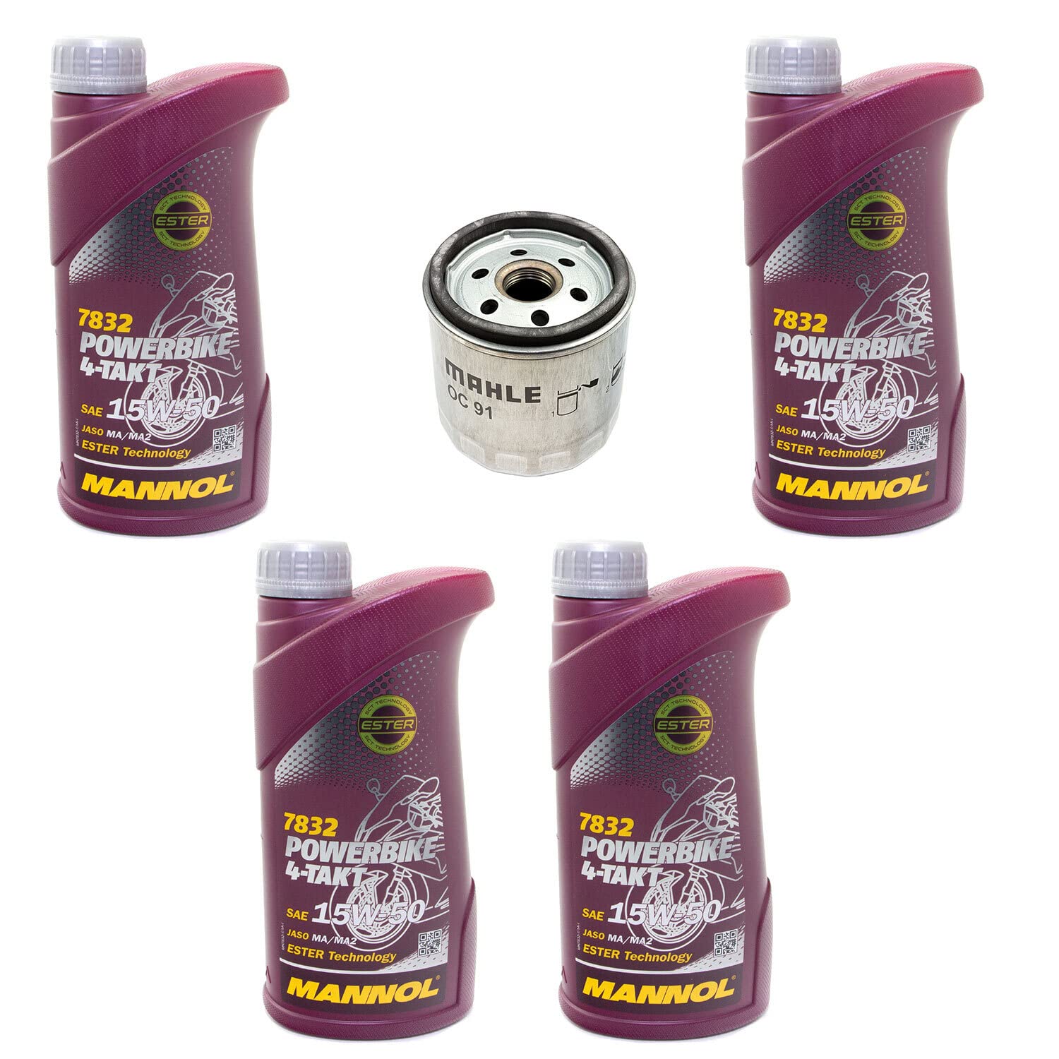 Motoröl Set 15W50 4 Liter + Ölfilter OC91D1 für BM W