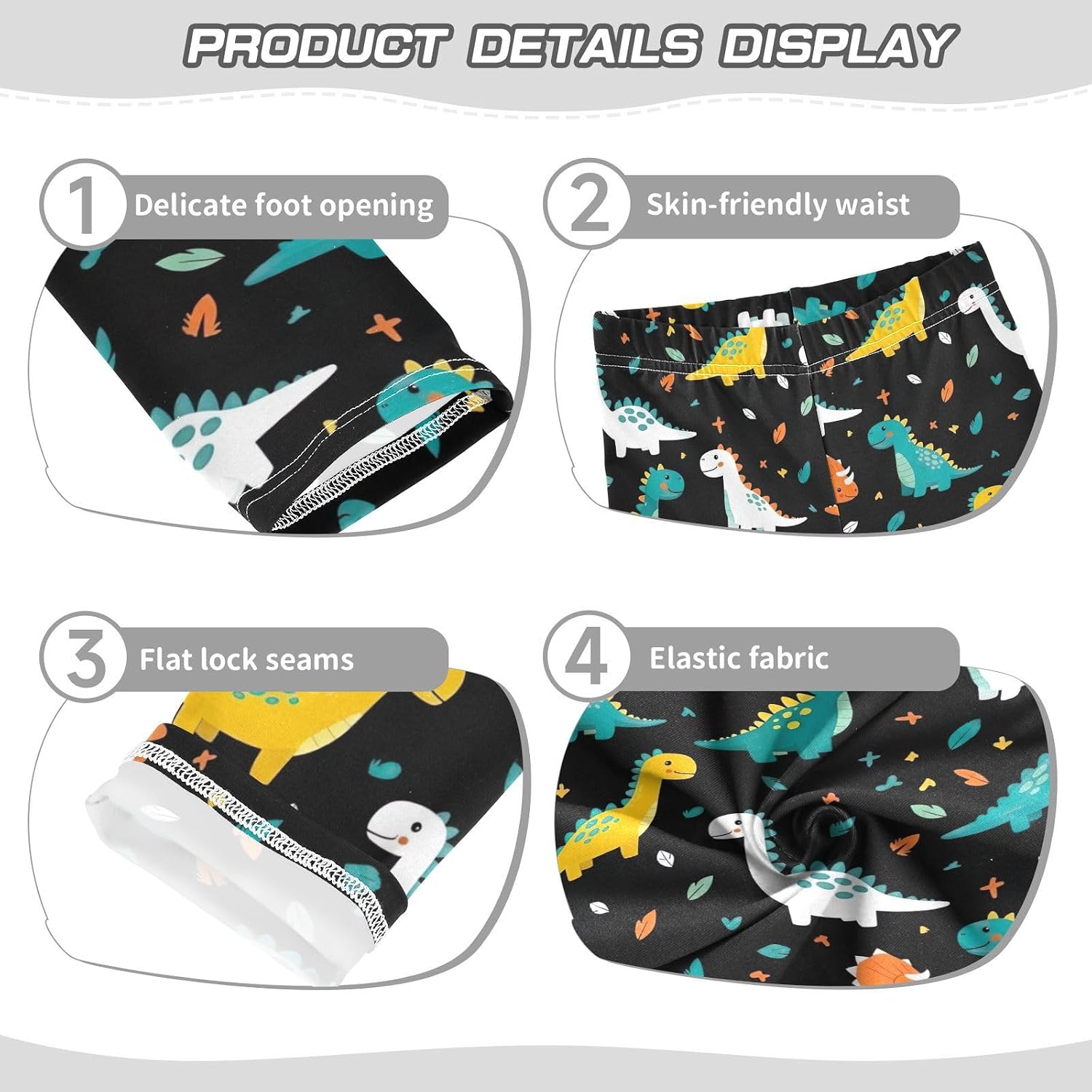 GAIREG Girls Leggings Cute Dinosaur Black