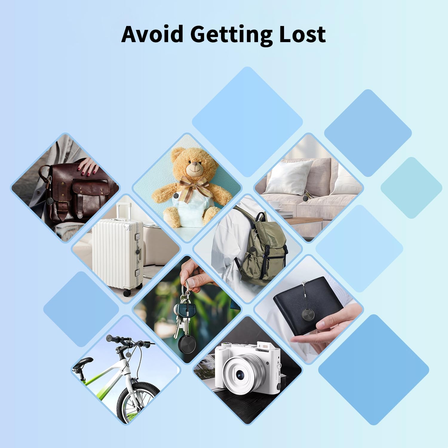 Android Tracker Tags Compatible with Google Find Hub App (Android Only) IP65 Waterproof Bluetooth Tracker Item Finder for Key, Wallets, Backpack, Suitcases-Black+White