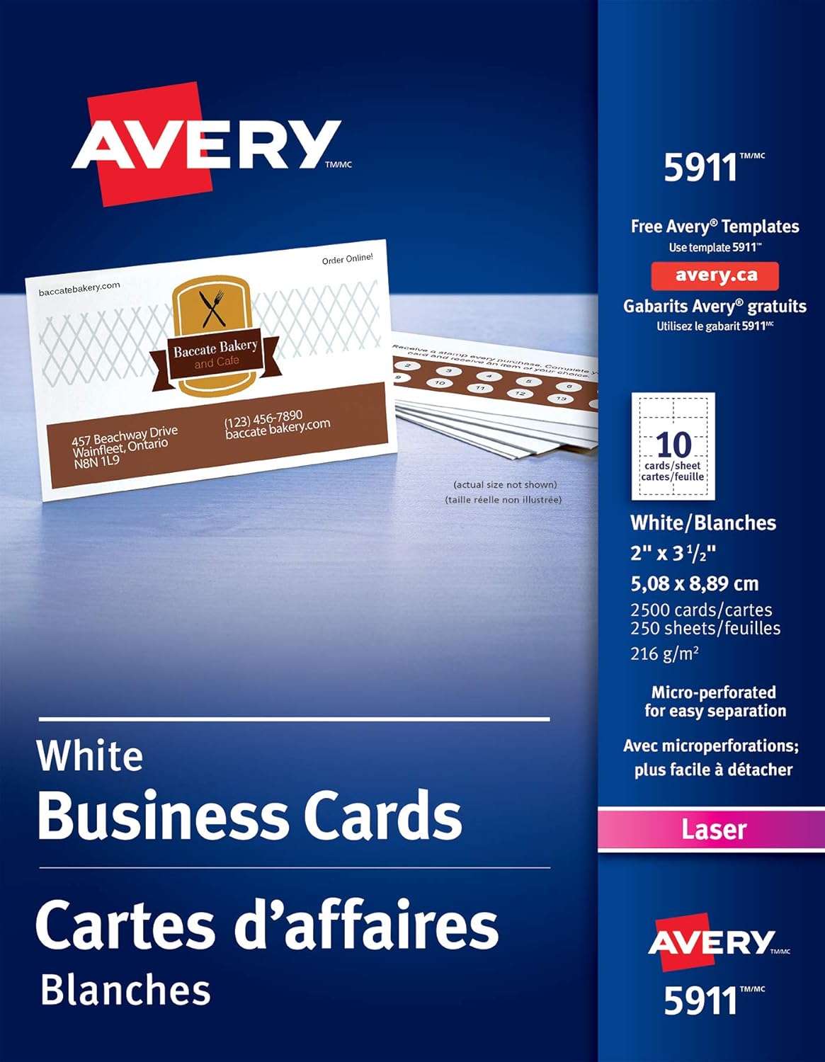 Avery Perforated Business Cards, 2" X 3.5", for Laser Printers, White ...