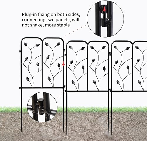 Miniatura 3 de Valla decorativa de jardín de 28 pulgadas, borde de jardín, valla de alambre de metal negro, valla de hierro forjado, alambre de hierro inoxidable,