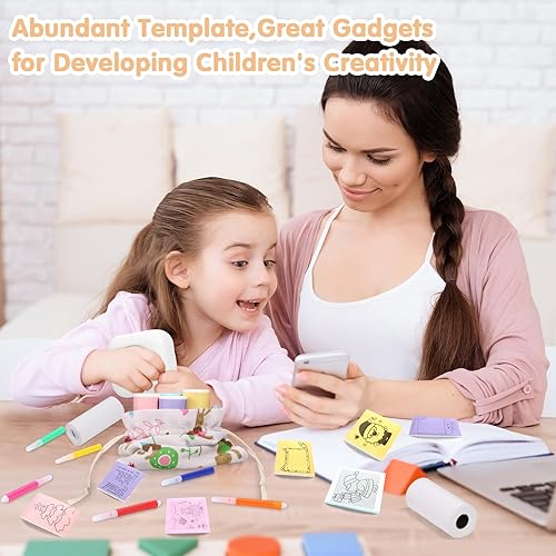 Miniatura 4 de Mini impresora de calcomanías, impresora térmica portátil con 6 rollos de papel adhesivo, impresora de bolsillo inalámbrica para iOS + Android,