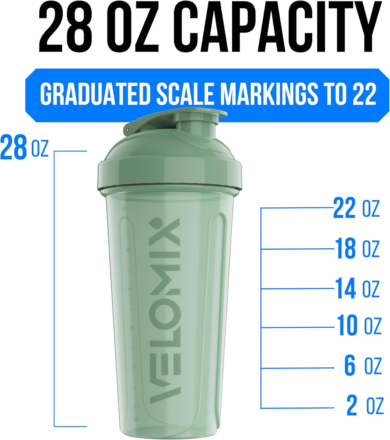 VELOMIX 6 Pack 28oz Protein Shaker Bottle for Protein Mixes, Muted Pastel image 4
