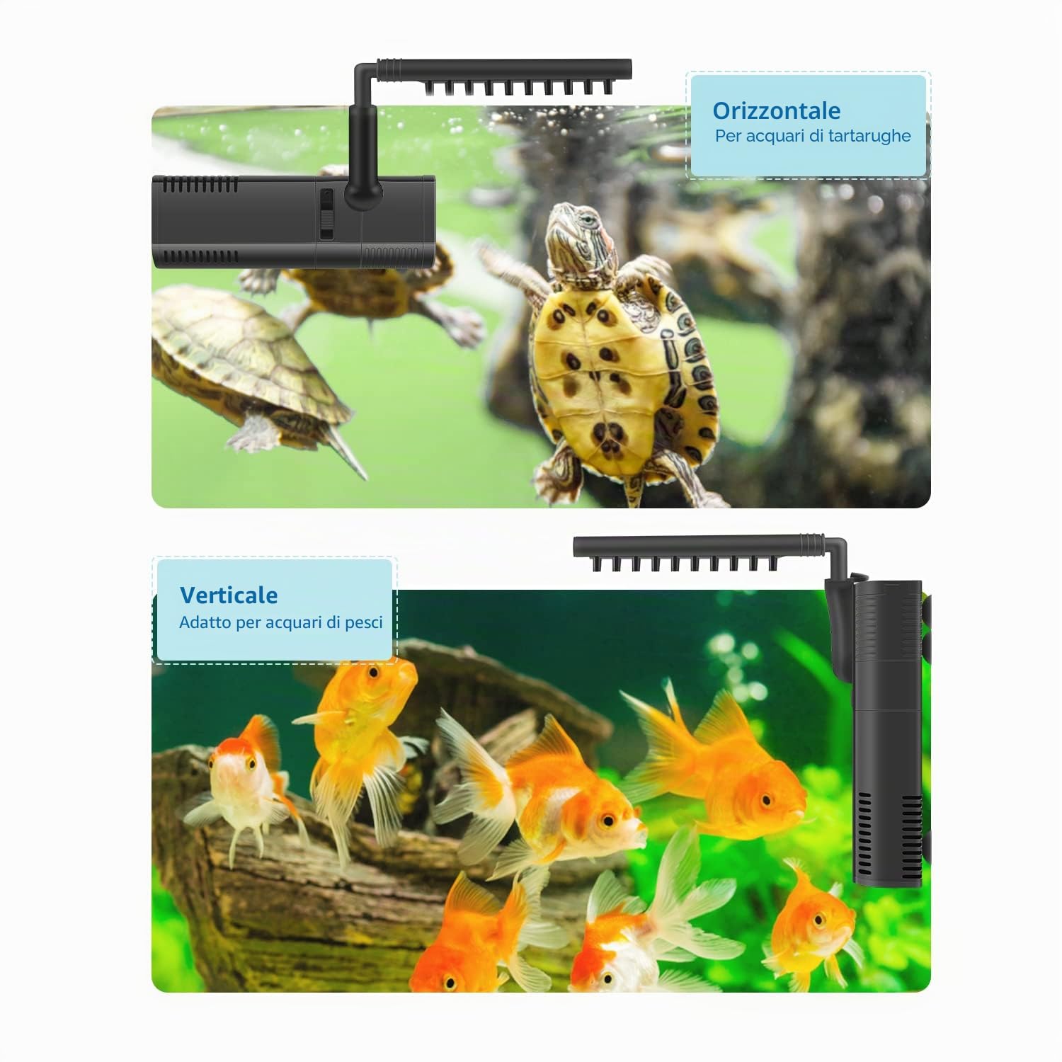 Filtro Interno Acquario all'Interno Pompa Filtro con Barra dello Spruzzo per Pesce Serbatoio 300L/450L/H 2/6W (300L)