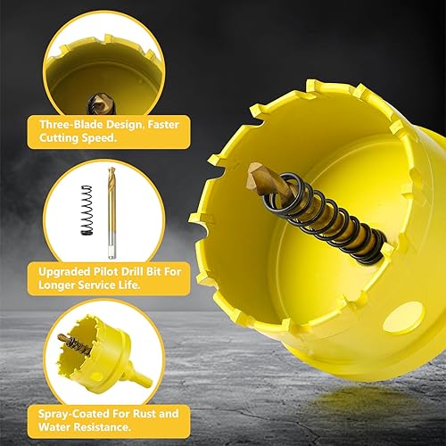 Miniatura 2 de Juego de 4 sierra perforadora de carburo para metal, 1 pulgada (1.004 in) TCT con brocas piloto chapadas en titanio para acero inoxidable, metal