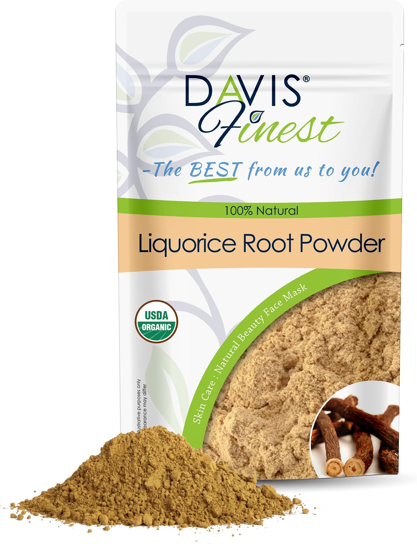 Davis Finest Licorice Root Powder, Mulethi GlycAyrrhiza Glabra, Skincare, Face Mask, Skin Brightening 100g