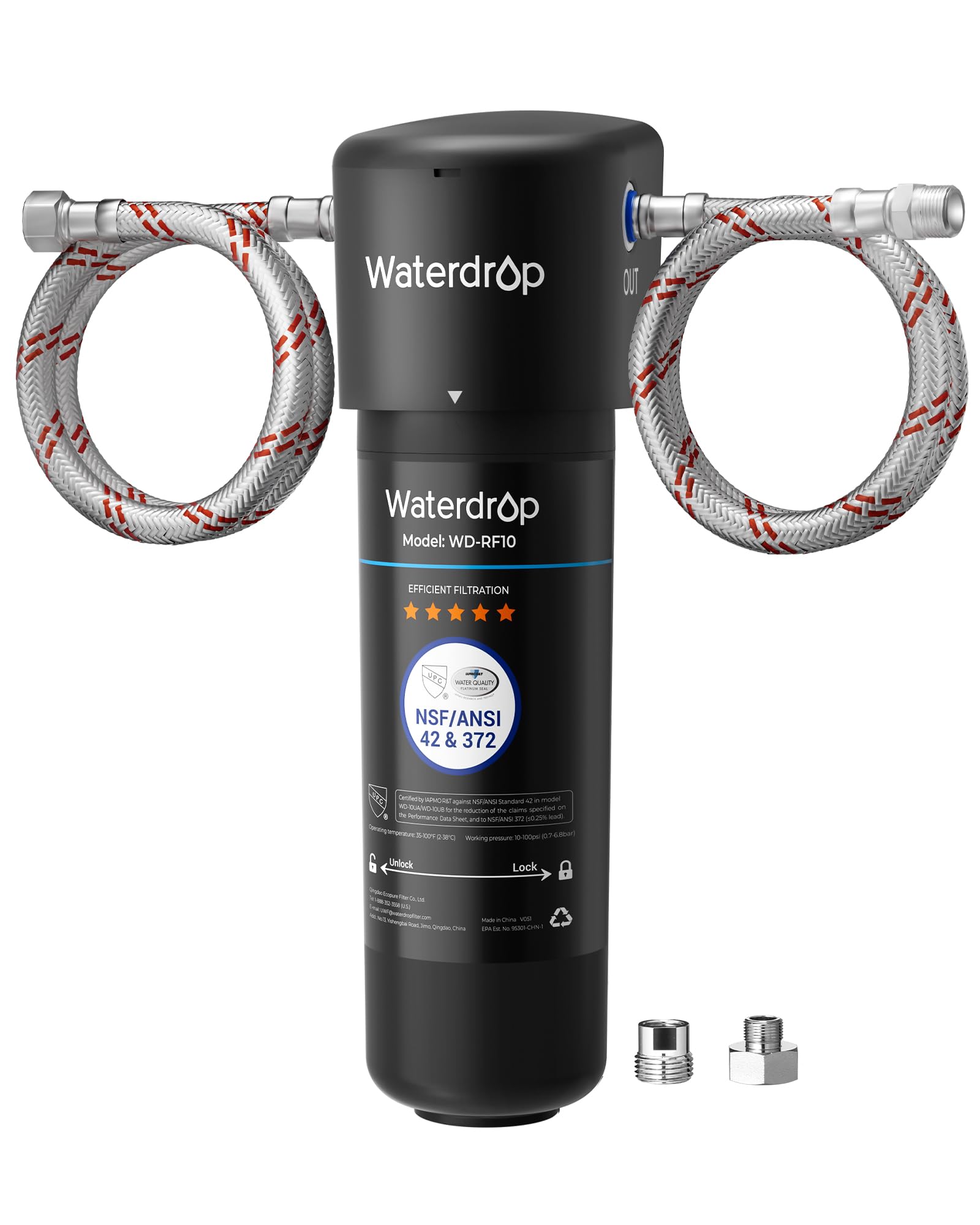 Waterdrop 10UA Under Sink Water Filter System, Reduces Lead, Chlorine, Bad Taste & Odor, Under Counter Water Filter Direct Connect to Kitchen Faucet, NSF/ANSI 42 Certified, 8K Gallons, USA Tech