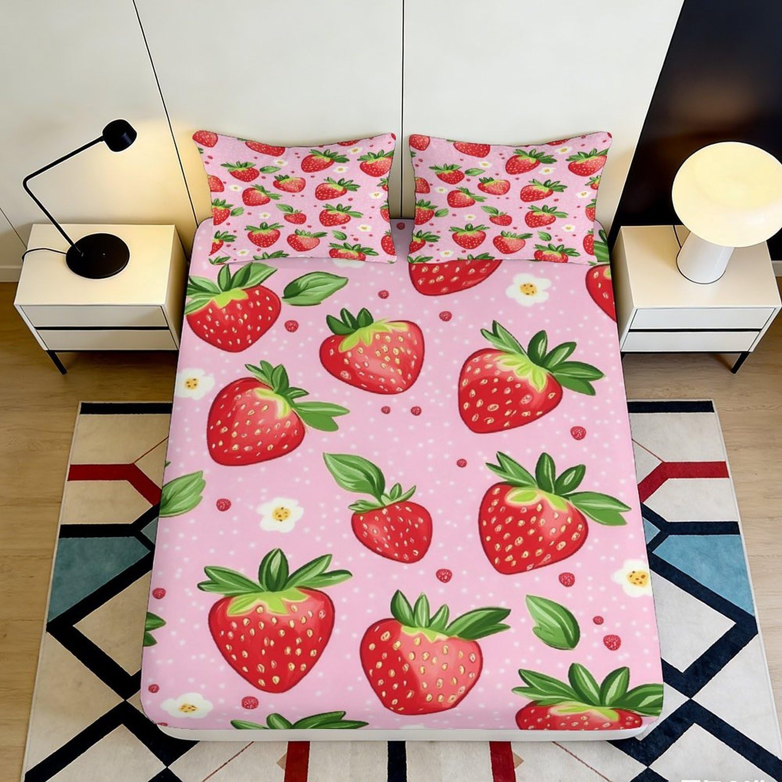 3D Printed Fantasy Forest Fitted Sheet Microfiber Bedroom Deep Pocket Mushroom Mattress Fitted Cover Non-Slip Full Wrap Washable for All Ages 200x200x25cm