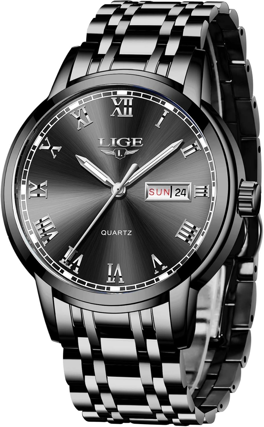 LIGE Orologio Uomo, Quarzo Analogico Orologi Uomo, Acciaio Inossidabile Impermeabile 30M, Funzione Calendario, Lancette Luminescenti, Abbinamento Elegante e Casual, Blu/Oro