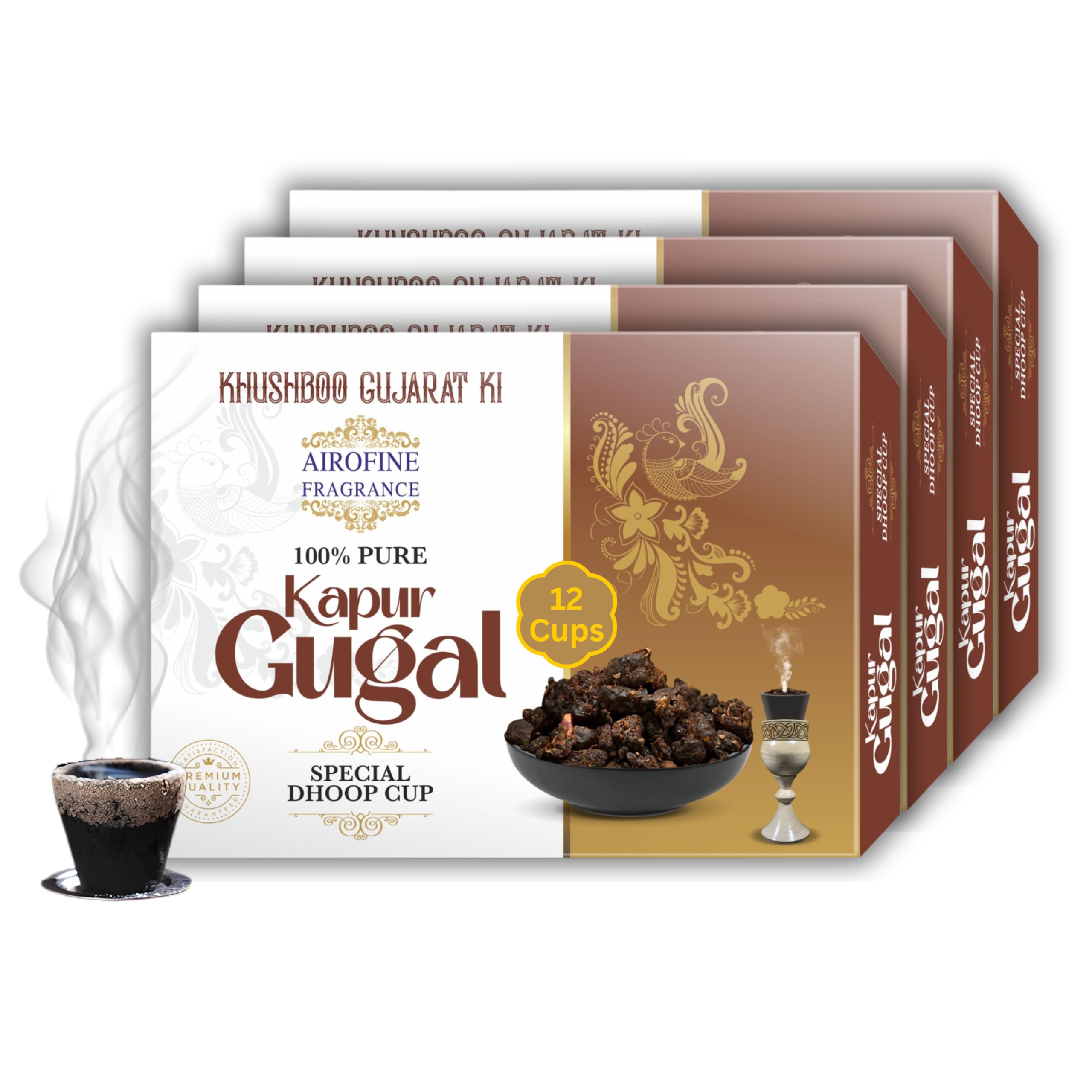 Kapur Gugal Sambrani Dhoop Cup | 100% Pure Guggal & Camphor | Eco-Friendly Premium Dhoop Cups for Pooja, Havans & Home Fragrance | Pack of 4-image-23