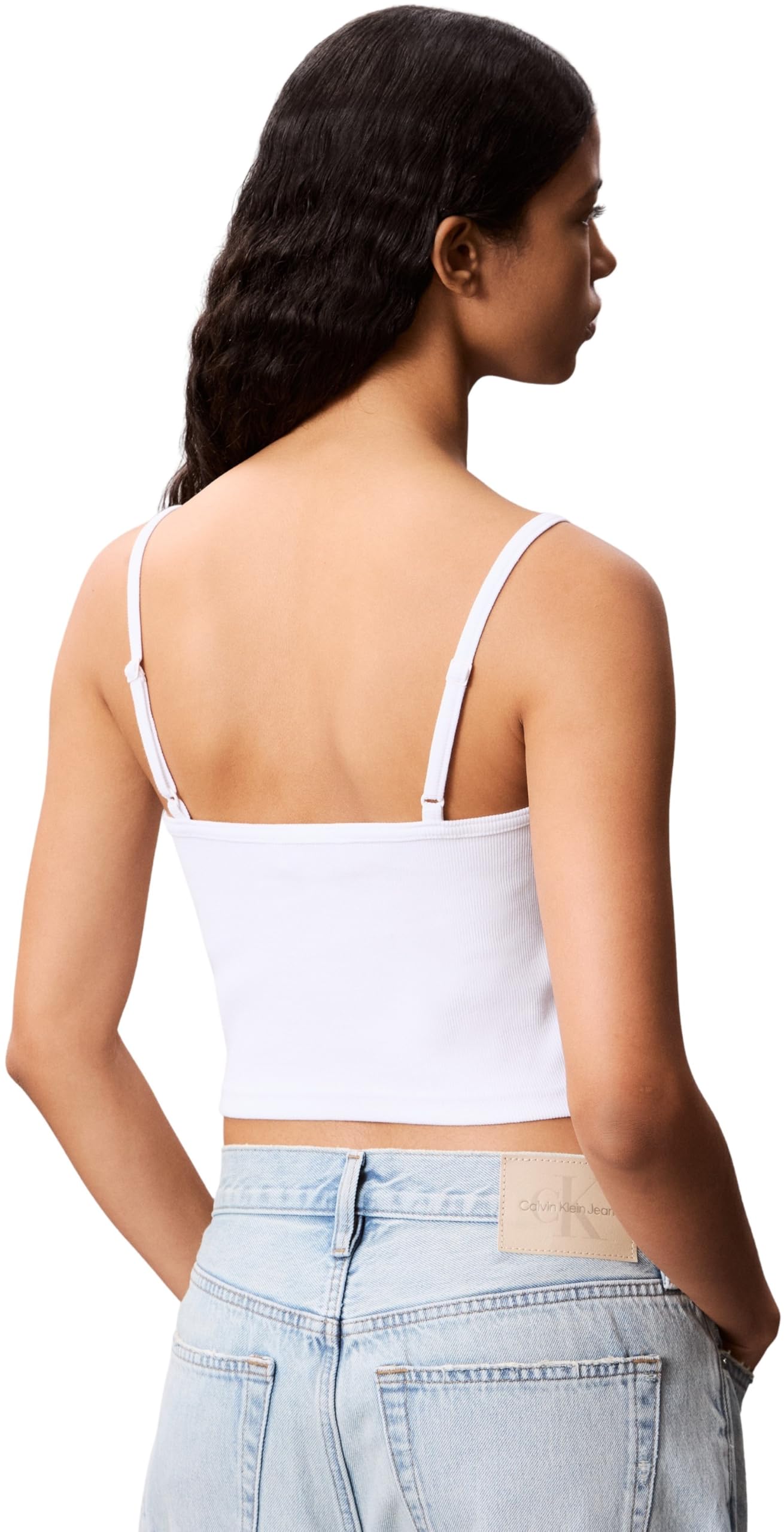 Calvin Klein Donna Canotta Woven Label Cami a Costine