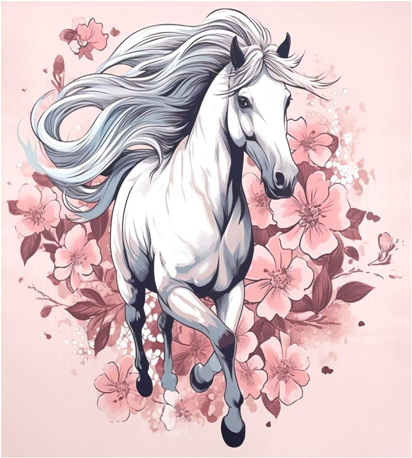 Vintage Horse Pink Dishwasher Cover Front Magnet Dishwasher Cover Decor Magnetic Dishwasher Sticker Home Kitchen Cabinet Panel Decal 23x26in