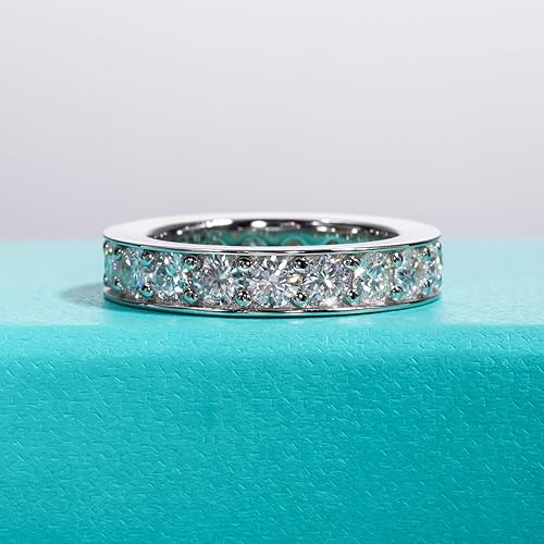 Miniatura 2 de AnuClub Anillo de boda de eternidad de moissanita, anillos de plata de ley 925 de color D para mujer con certificado