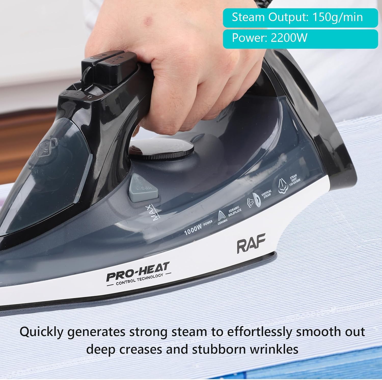 lyrlody Steamer for Clothes, Travel Steamer Iron, Portable Handheld Design, 320ml Big Capacity, 1000W Strong Penetrating Steam Removes Wrinkle for Home Office (Blue)