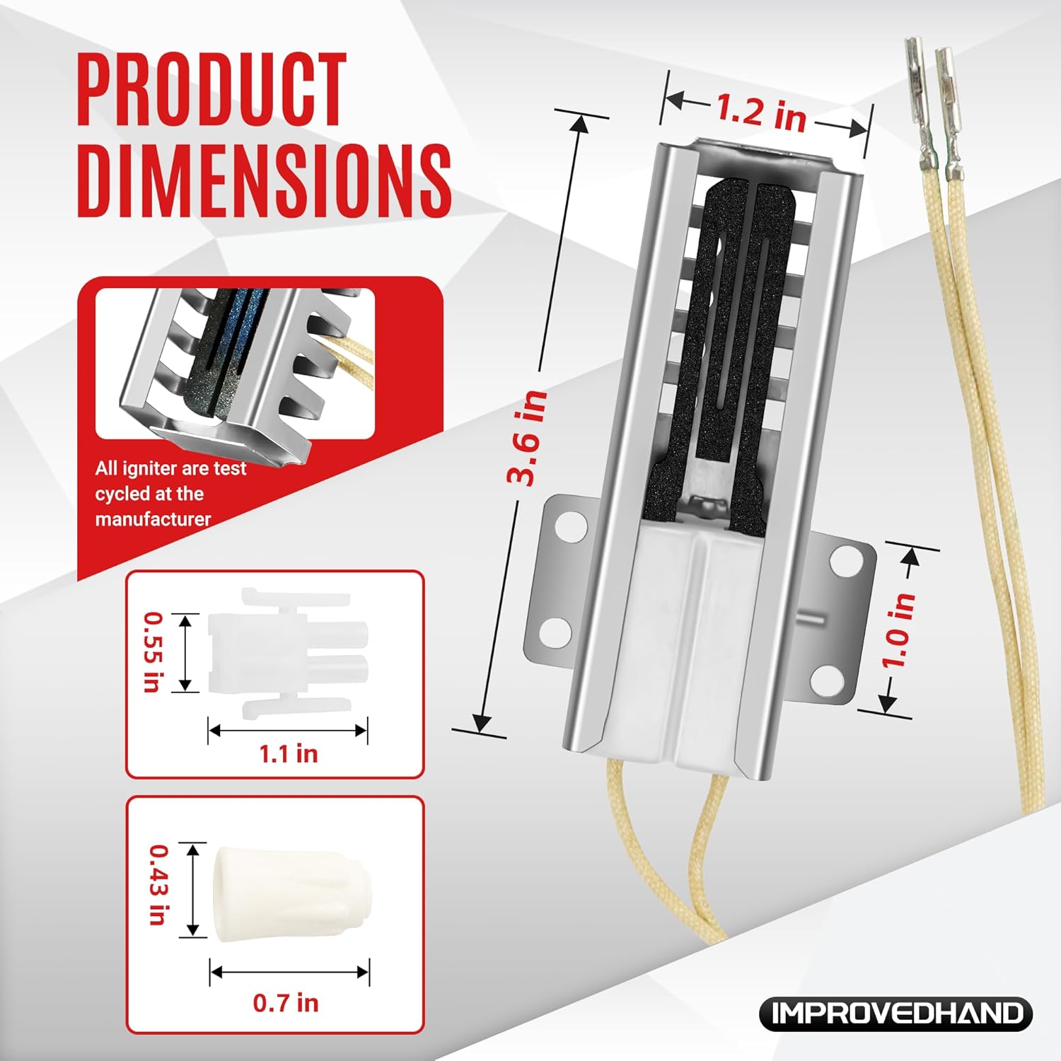 Improvedhand 5303935066 WB13K21 Range Oven Igniter Replacement for G-E Sam-sung Hot-point Ken-more Gas Range Oven, Replaces IG9998 WB13T10045 WB13K10026 Norton 501a dg94 00520a Universal Model