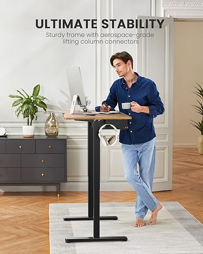 Miniatura 7 de ErGear Escritorio eléctrico de pie con bandeja para teclado, altura ajustable de 55 x 28 pulgadas, escritorio de pie para oficina en casa, estación