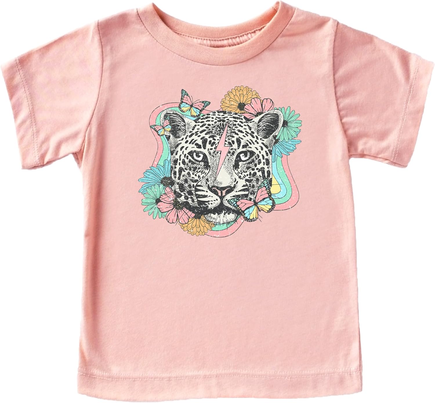 Olive Loves Apple Retro Leopard and Flowers Everyday Shirt and Bodysuit for Girls Colorful Girly Leopard Tee