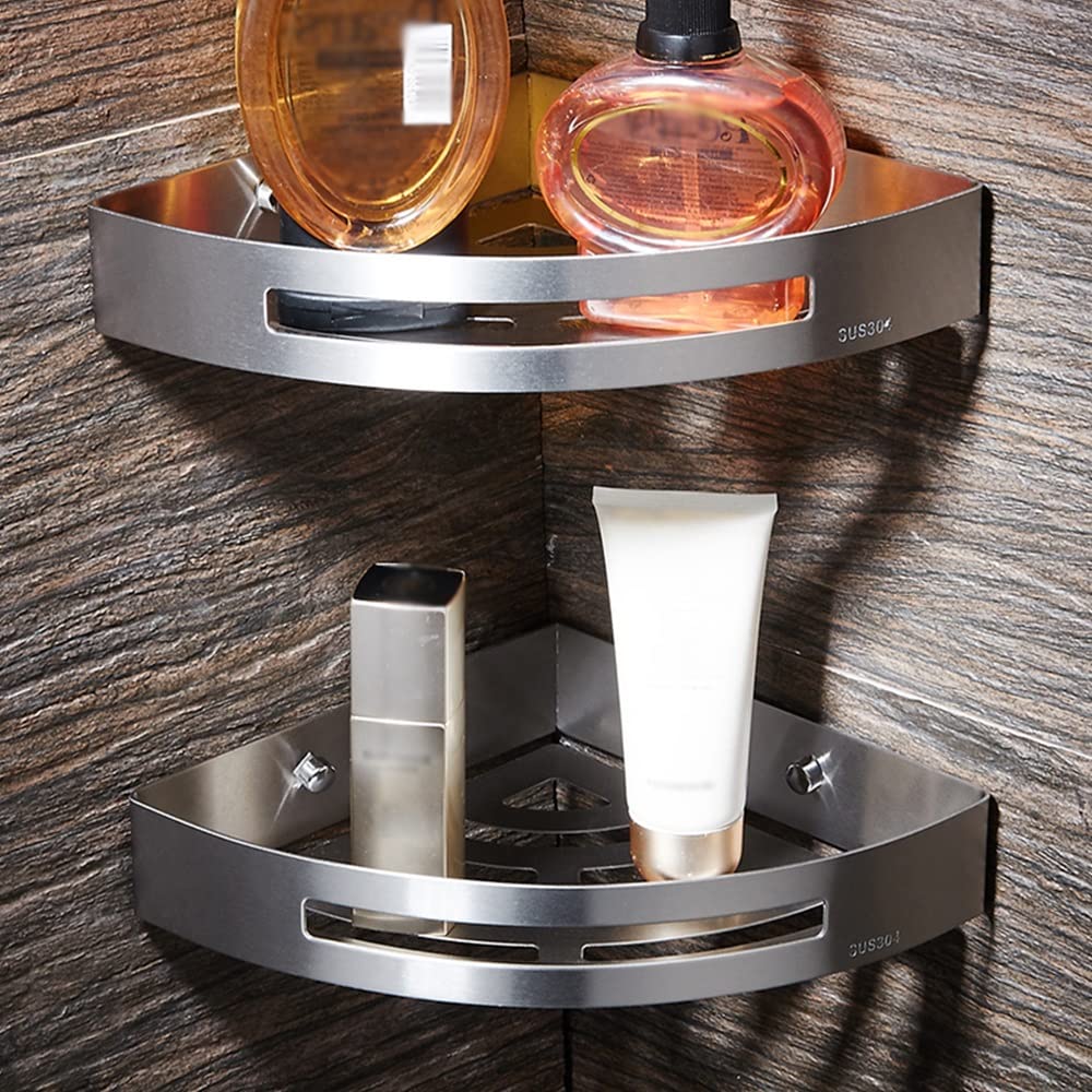 Mensole per Doccia angolare in Acciaio Inox Mensole per Bagno in Nichel Spazzolato Montaggio a Parete Triangolo Portaoggetti per Cosmetici Shampoo Accessori per Il Bagno Cucina