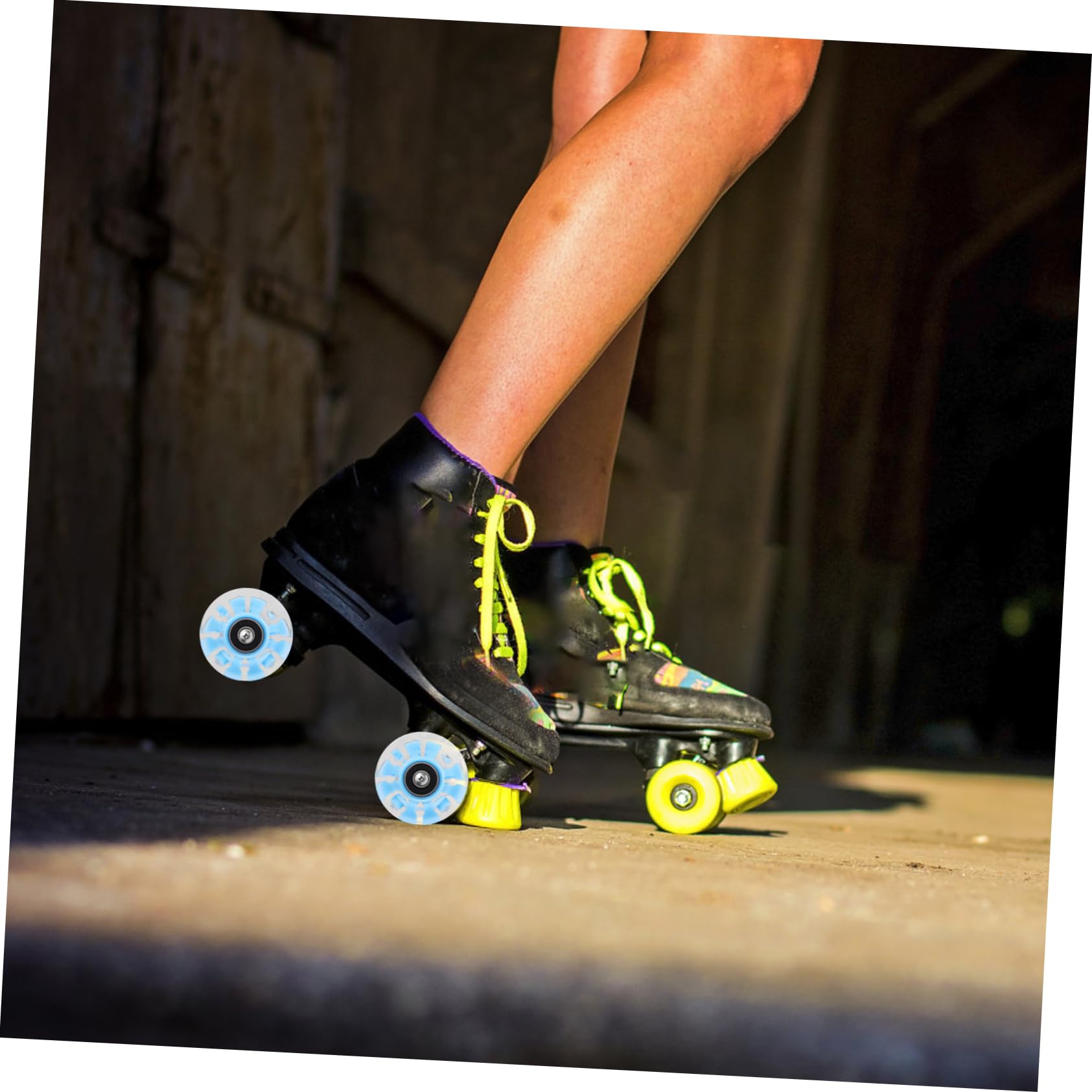 Vaguelly 4pcs Roller Skate Wheels Eye-catching Pu Replacement Wheels for Outdoor and Indoor Skating Dark Design for Street and Sidewalk Performance