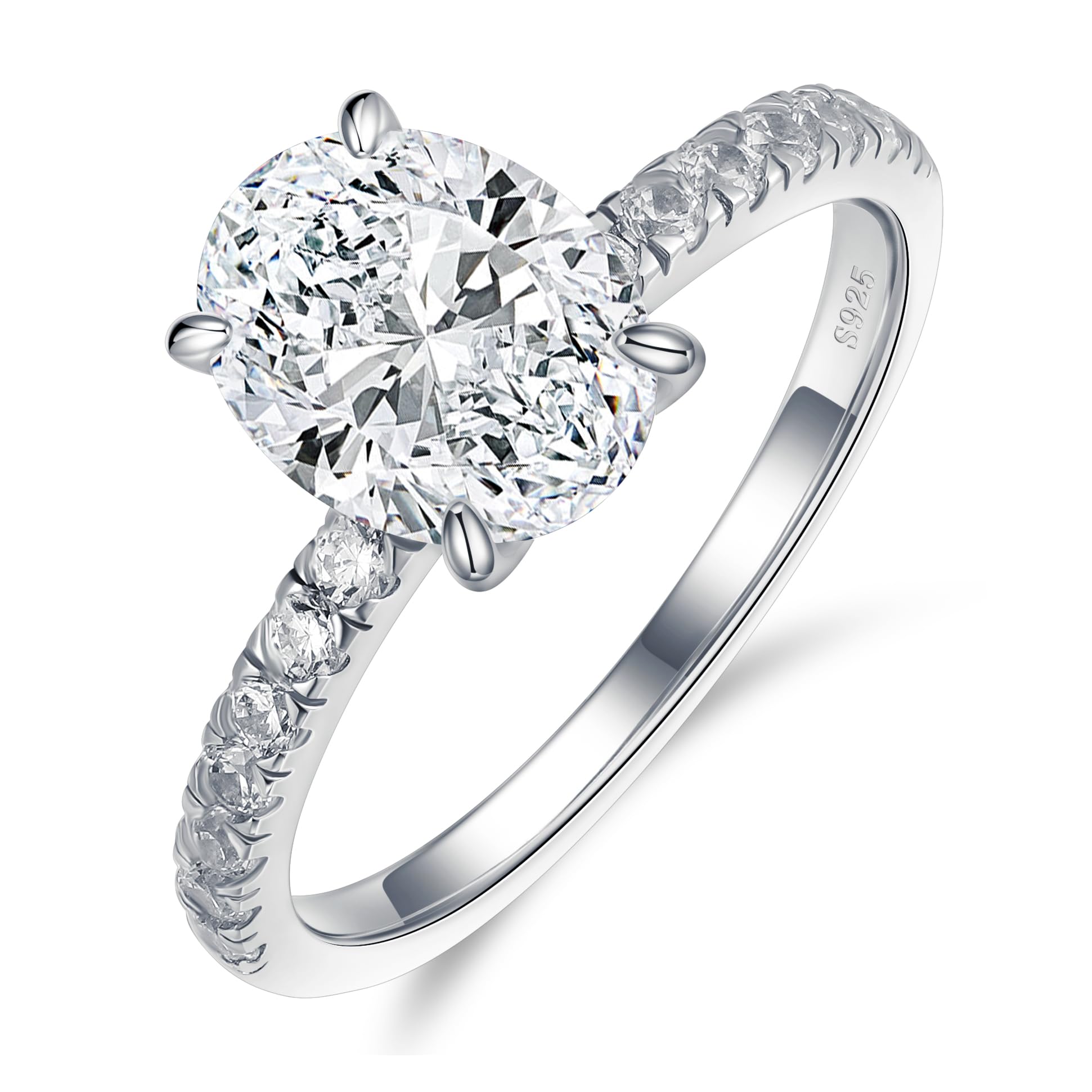 MOOSEA Moissanite Anniversary Rings for Women, 2ct Oval Lab Grown Moissanite Engagement Ring Anniversary Rings for Women Her Girlfriend Wife Jewelry