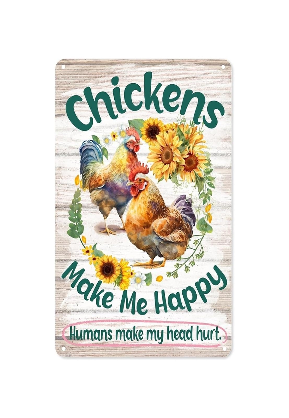 PKNVKZIDK Humorous Chicken Metal Sign Chickens Make Me Happy Vintage Tin Sign for Farmhouse Kitchen Wall 8 X 12 inch