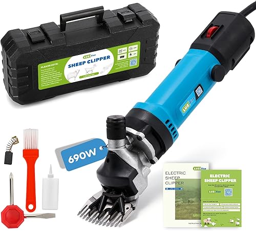 Miniatura 1 de LuzRise Sheep Shears Electric 690W 2400RPM - Cortadora profesional de alta resistencia con 6 velocidades para afeitar lana de piel en ovejas cabra