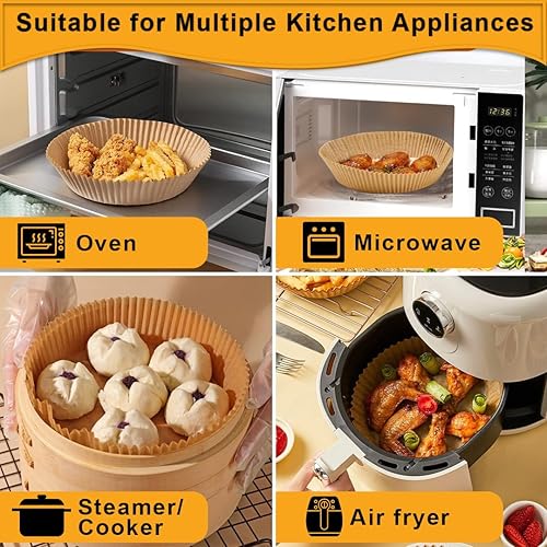 Miniatura 8 de 200 forros desechables para freidora de aire, forros de papel para freidora de aire de 8 pulgadas para Ninja, Cosori (se adapta a 5-8 cuartos de