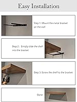 Vista 9 de Estante flotante, juego de 1 estante de pared, 24 pulgadas de ancho x 12.75 pulgadas de profundidad x 2 pulgadas de alto, estante flotante de pared