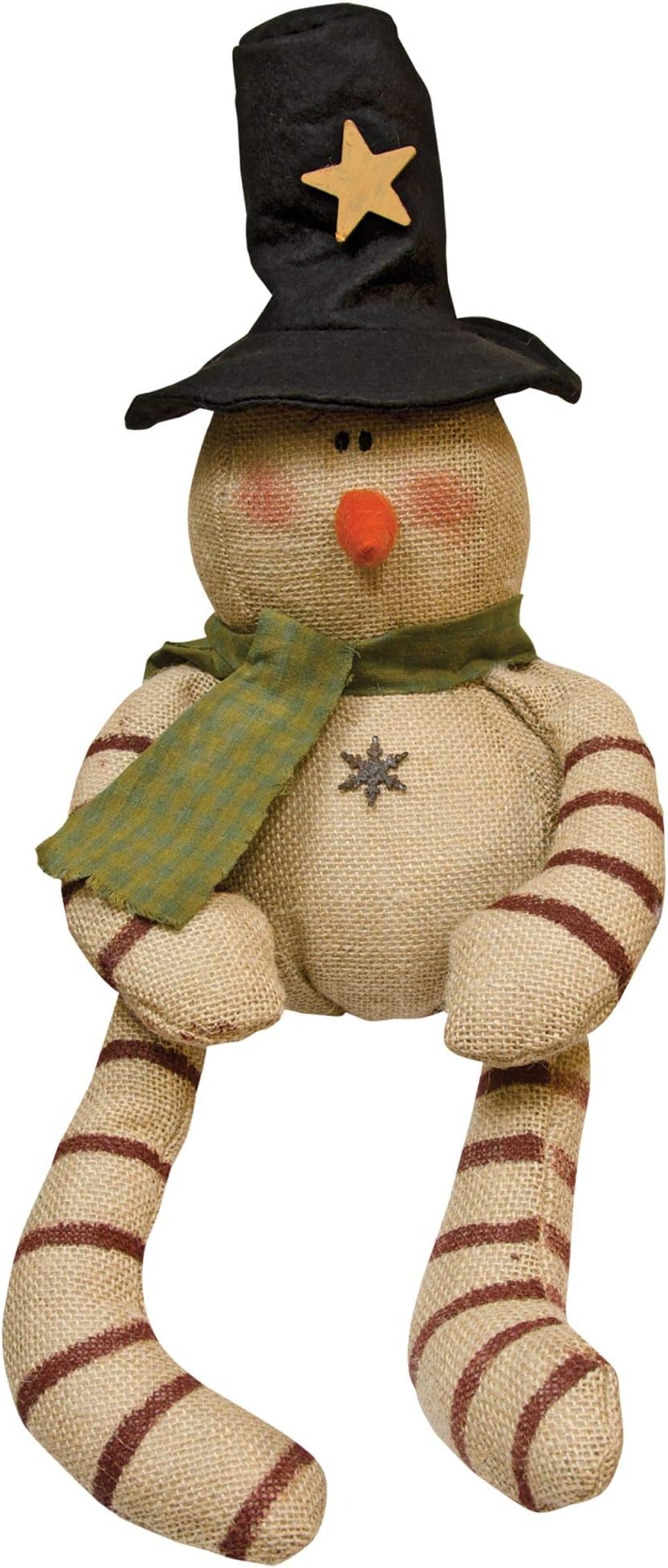 Burlap Top Hat Candy Cane - Primitive Country Stuffed Christmas Seasonal Decor
