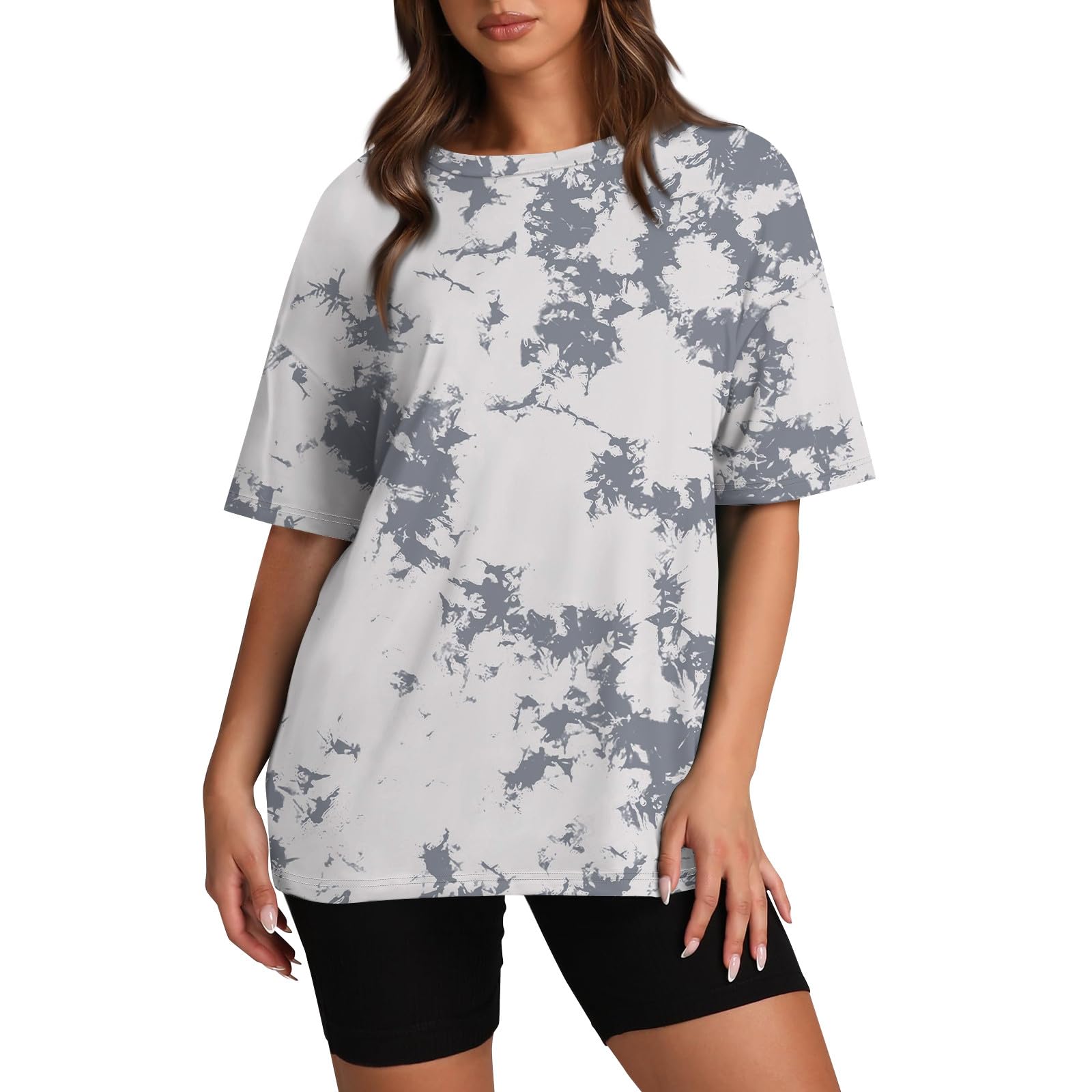 JYJXFD Ropa Mujeres Tallas Grandes Ropa Moderna Mujer Tallas Grandes Blusas Manga Corta Mujer Blusas Mujer Caer Cortas Hawaiano Camiseta Manga Larga Sportiva Perder Corbata Confortable Cuello Redondo