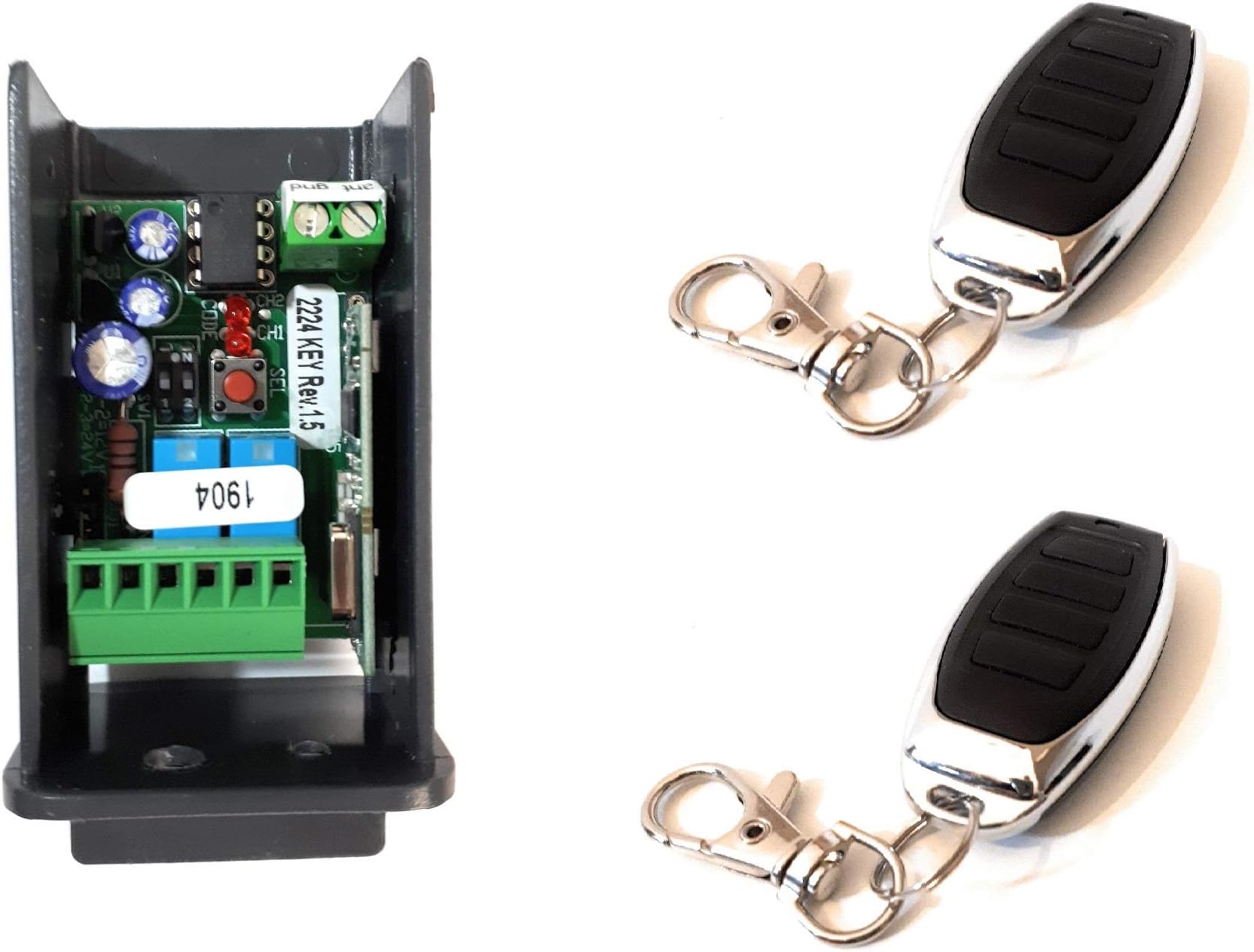 Kit Universal Receiver MULTIMARCA + 2 Remotes Garage CR4 433 MHz for Garage Doors automaticas or any application Remote Control