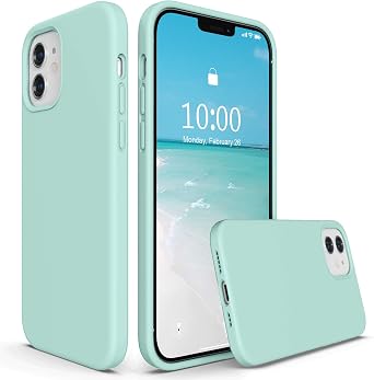 SURPHY Designed for iPhone 12 Case and iPhone 12 Pro Case 6.1 inch, Thickened Liquid Silicone Phone Case with Microfiber Lining for iPhone 12 & 12 Pro 2020, Mint Green