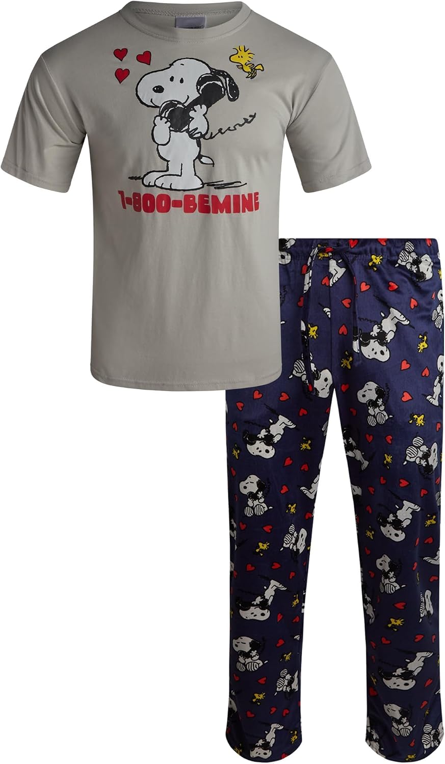 COCO BRANDS Peanuts Snoopy Mens Pajama Set 2 Piece Sleep Shirt Pajama Pants
