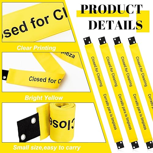 Miniatura 5 de 4 letreros magnéticos de nailon con extremos magnéticos de cierre para limpieza para baño, con 8 carteles magnéticos de succión para puerta (español