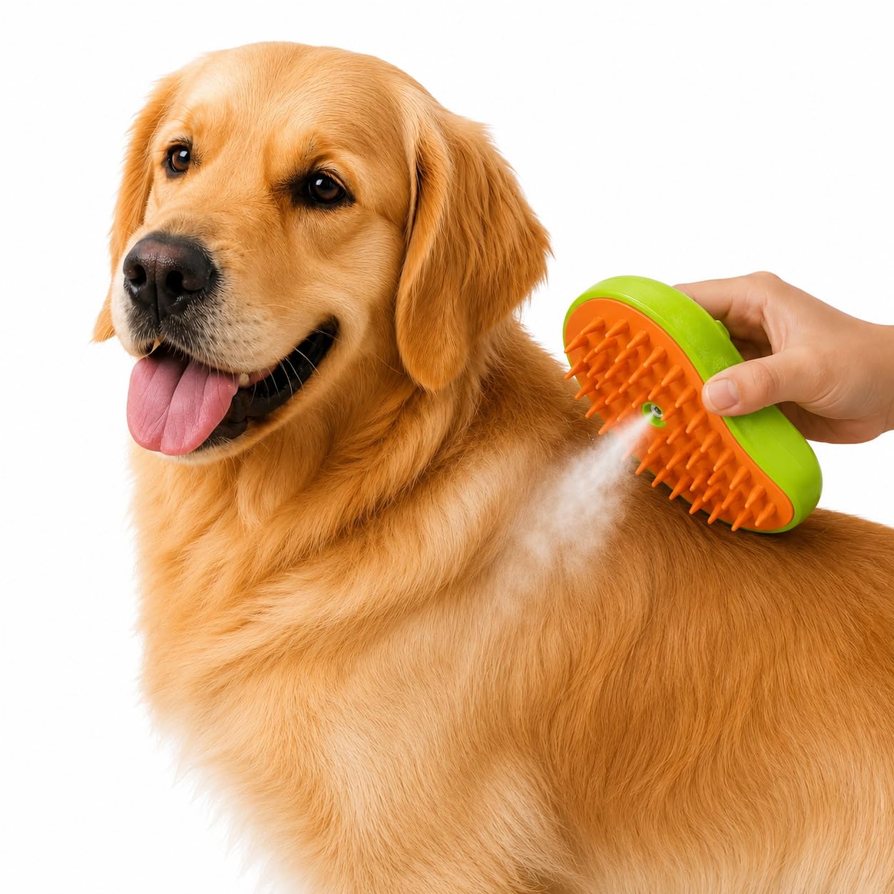 Escova a Vapor para Cães e Gatos Recarregável, Removedor de Pelos com Spray, Escova