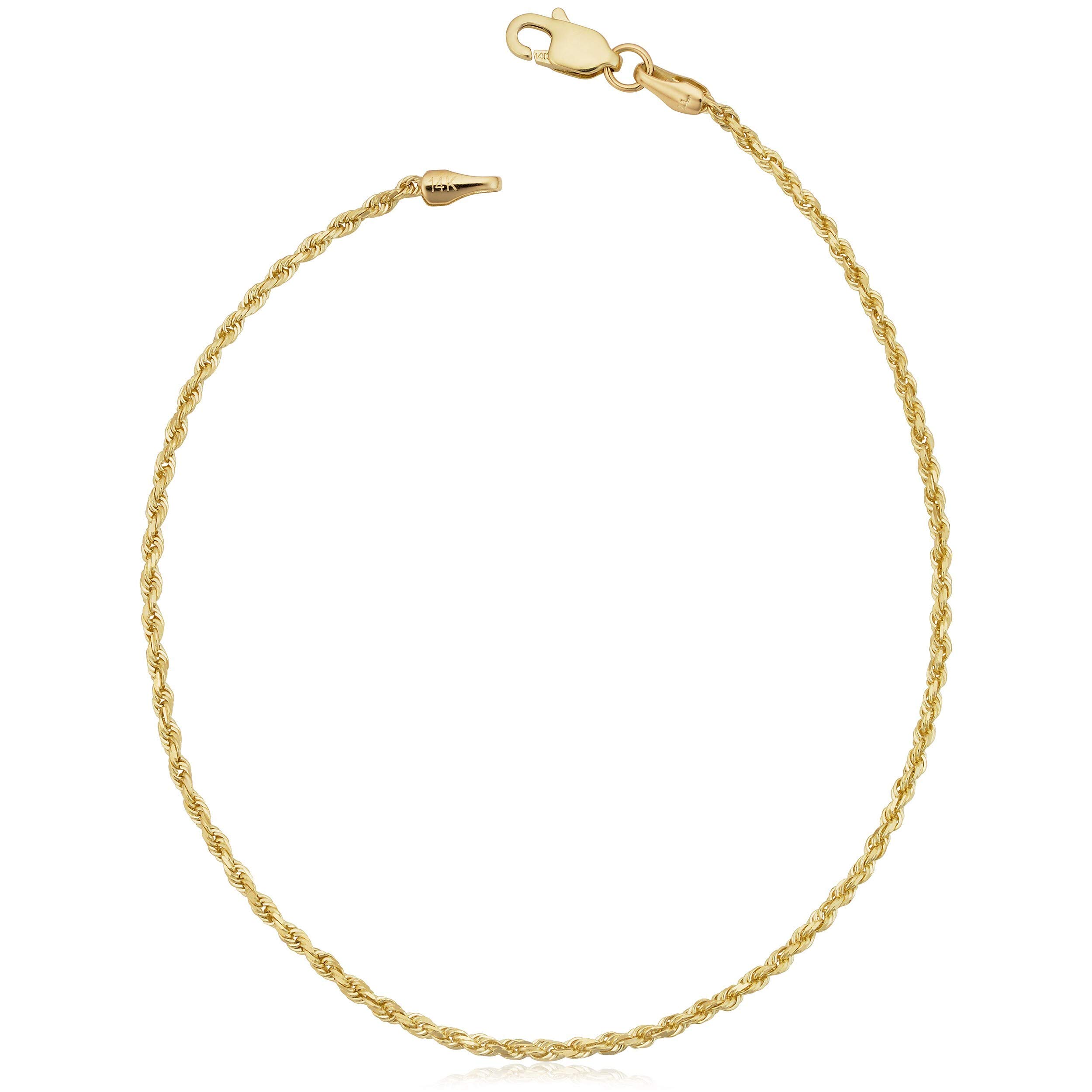 14K Gold Anklets for Women. 14K 10 Inch Anklet, Gold Flat Mariner Anklet, 14K Gold Box Chain, Cuban 