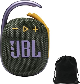 JBL Clip 4 Portable Bluetooth Speaker Bundle with Deluxe CCI Protective Carrying Pouch Green