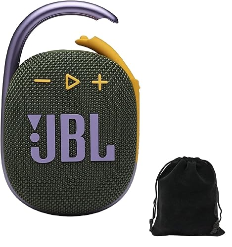 JBL Clip 4 Portable Bluetooth Speaker Bundle with Deluxe CCI Protective Carrying Pouch (Green)