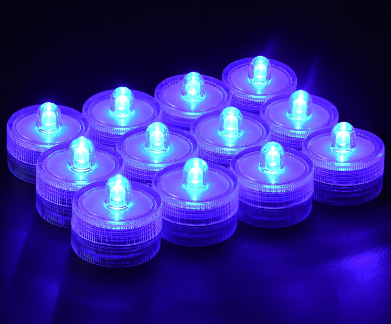 KOABY 12 Pack Warm White Submersible LED Lights, Waterproof Flameless Submersible Lights for Decor