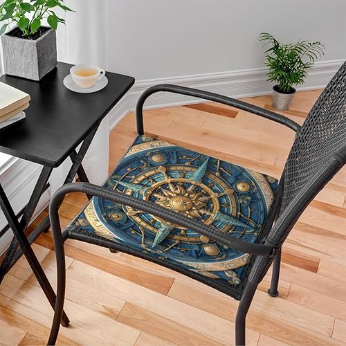 Miniatura 2 de Bardic Cojín para silla, 1 paquete de cojín de espuma viscoelástica con brújula náutica, cojín cuadrado extraíble para silla de cocina, comedor,