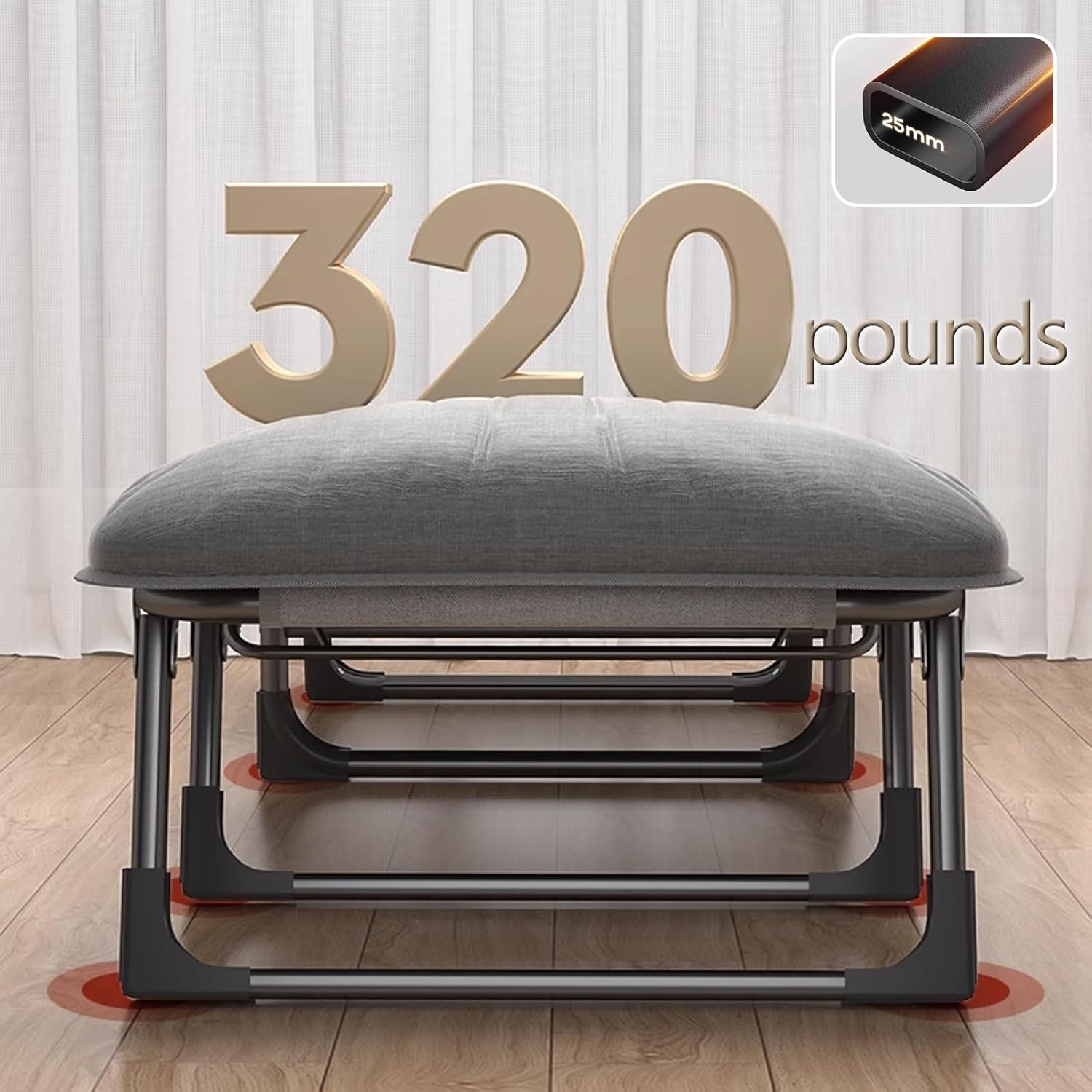 Portable Folding Bed for Adults Four Speed Adjustment Camping Cot for Adults with 3D Headrest Portable Folding Bed for Sleeping 160 kg Load Capacity(Gray A,190 * 70 * 30cm)