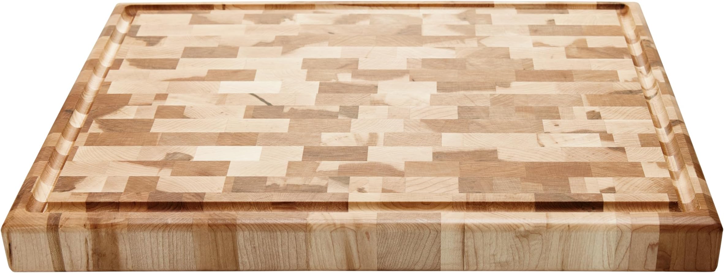 L14186 - Labell Maple End Grain Butcher Block with Groove, 14x18x1.5in