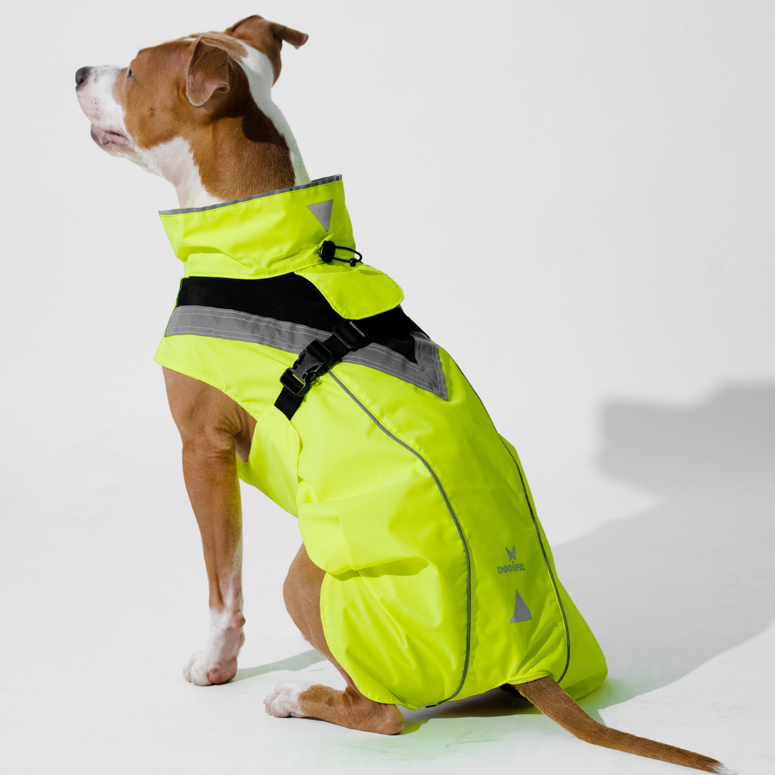 DOGOPAL Chubasquero Reflectante para Perros, Impermeable para Perros, Poncho de Lluvia Ligero con Abertura para arnés para Perros pequeños, medianos y Grandes (Amarillo, XL)