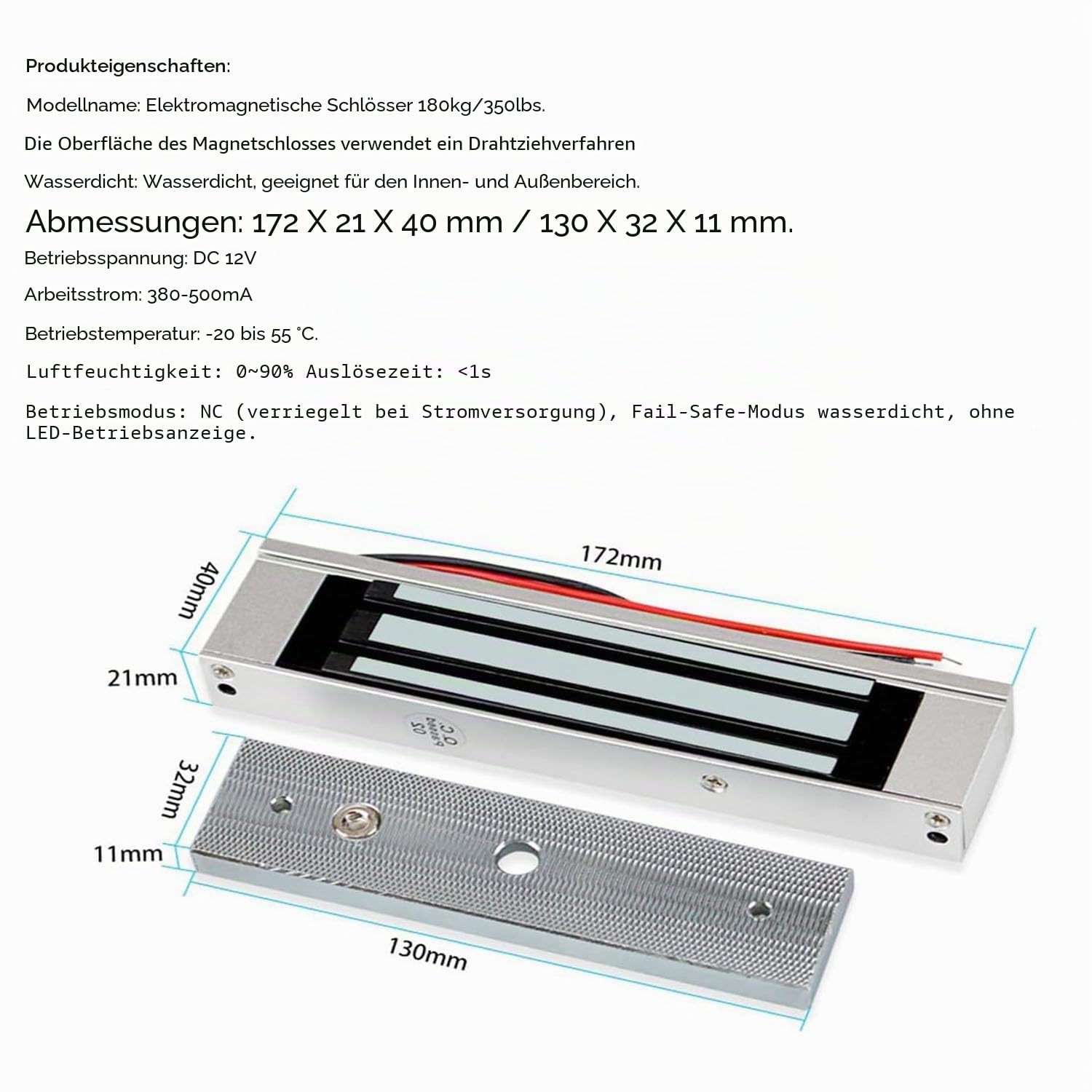 YAVIS Kit WiFi TUYA Türöffner mit Bildschirm Fingerabdruck Zugangscontroller wasserdichte Touch Tastatur RFID ID/IC NFC Kartenleser WG26/34, Elektromagnetisches Schloss 180kg, Netzteil 12V, Türglocke