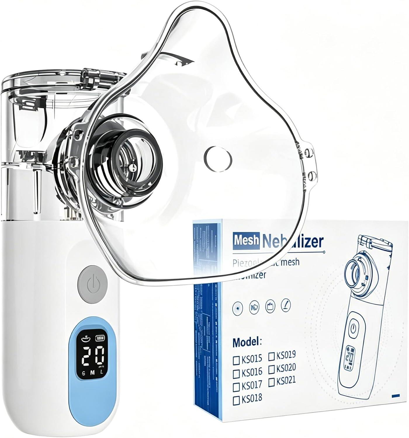 Nebuliser, Nebuliser Machine for Adults Kids, Portable Nebulizer Machine with 3 Speed Modes, LED Digital Display, USB Rechargeable, Self-Cleaning, 2 Masks 1 Mouthpiece, Home Use Only