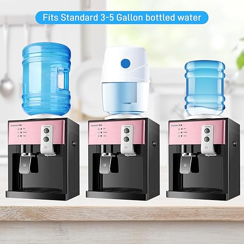 Miniatura 2 de YIPONYT Top Loading Dispensador de agua para encimera, dispensador de agua fría caliente de 5 galones, 3 ajustes de temperatura, dispensador de