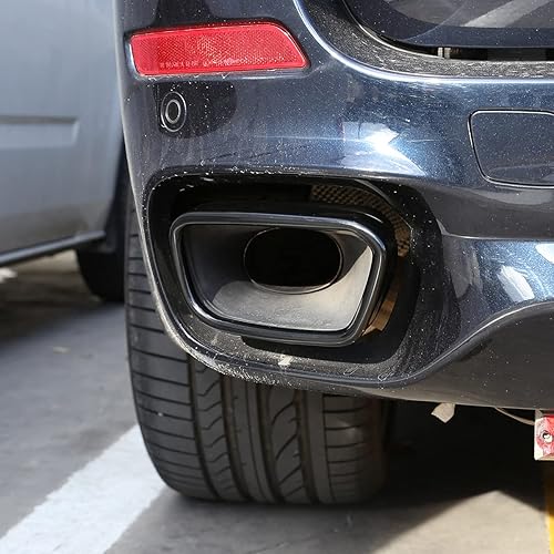 Miniatura 6 de LLKUANG Piezas de cubierta de salida de tubo de escape de acero inoxidable para BMW X5 F15 2014-2018 X6 F16 2015-2019 (M deportes-negro)