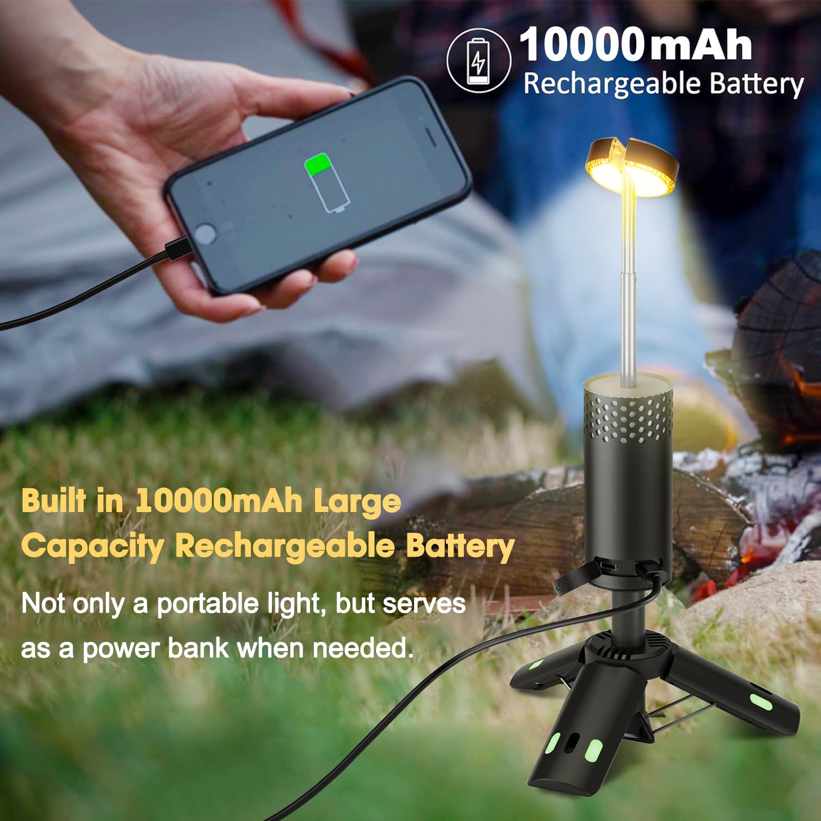 Luces de camping recargables, linterna de camping desmontable con soporte, lámpara telescópica impermeable para campamento, luz magnética colgante de trabajo, linternas LED para tienda de
