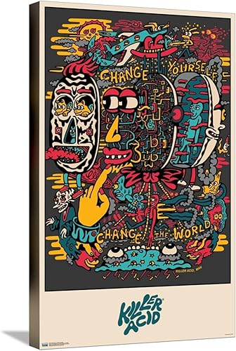 Miniatura 5 de Trends International Killer Acid - Póster de pared con texto en inglés Change Yourself, 22.37 x 34.00 pulgadas, lienzo estirado